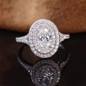 Anillos de boda de marca Choucong, joyería de lujo, 100% Plata de Ley 925 pura, corte ovalado, topacio blanco CZ, piedras preciosas de diamante, fiesta, eternidad, anillo de compromiso para mujer, regalo