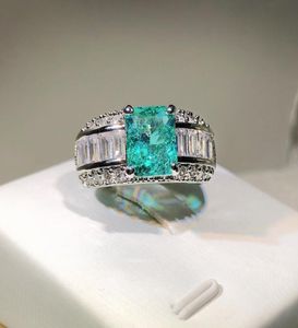 Choucong Merk Trouwringen Luxe Sieraden 925 Sterling Zilver Vulling Radiant Cut Emerald CZ Diamant Edelstenen Party Vrouwen Eternity1795509