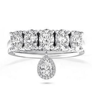 Choucong merk trouwringen luxe sieraden 925 sterling zilver halve eeuwigheid ovaal geslepen witte topaas CZ diamanten edelstenen met peer 232N
