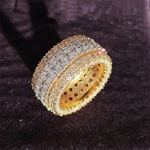 Bagues de mariage de marque Choucong bijoux de luxe étincelants en argent sterling 925 rempli d'or 4 rangées pile 5A zircon cubique CZ diamant pierres précieuses femmes bague de fiançailles