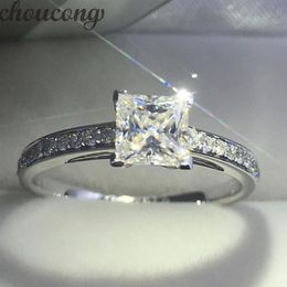 Choucong Merk Vrouwen 925 sterling Zilveren ring Princess cut 1ct Diamond Engagement Wedding Band Ringen Voor Vrouwen Gift279U
