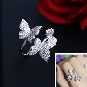 Choucong Charm Daily Butterfly Ring 925 Sterling Silver Diamond Engagement Wedding Band Ringen voor Dames Bruids Sieraden