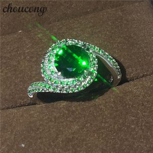Choucong Cross Jewelry 3CT Green 5A Zirkoon Crystal 925 Sterling Silver Engagement Wedding Band Ring voor Dames Mannen Luxe Bijoux
