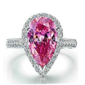 Choucong Dazzling Pear Cut Pink 5a Zirkon Stone 925 Sterling Silver Engagement Wedding Ring SZ 5-11 Gratis verzendcadeau 255H