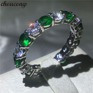 choucong Bague Éternelle 4mm Diamant Vert Cz 925 Sterling Silver Bague de Fiançailles Bague de Mariage pour femmes hommes Anniversaire Bijoux