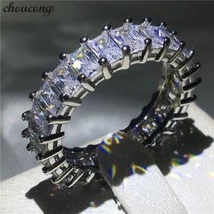 Choucong Eternity Ring Princess Cut Diamond 925 Sterling Silver Engagement Wedding Band Rings For Women Men Sieraden 203Q