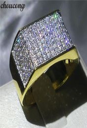 Choucong Mode Hiphop Rock Band Ringen Voor Mannen Pave Instelling 119 Stuks Diamond Cz Geel Goud Gevuld 925 Zilveren Mannelijke trouwring5766186