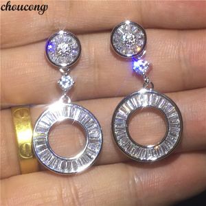 Choucong mode bureau dame goutte boucle d'oreille 5A zircon Cz 925 en argent Sterling mariage boucles d'oreilles pour les femmes bijoux de fête