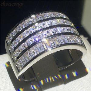 Choucong Fashion Princess Cut Ring 925 Sterling Silver Diamond Engagement Wedding Band Ringen voor Vrouwen Mannen Vinger Sieraden