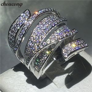 Choucong Handgemaakte Grote Cross Ring Diamond 925 Sterling Silver Engagement Wedding Band Ringen voor Vrouwen Mannen Vinger Sieraden