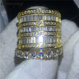 Choucong handgemaakte grote ring set geel goud gevuld 925 zilveren engagement trouwband ringen voor vrouwen duidelijke diamant sieraden