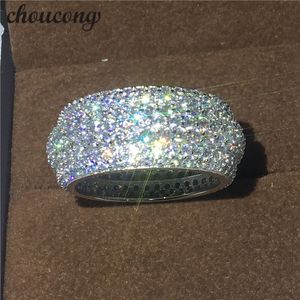 Choucong hecho a mano conjunto de puntas completas 310 piezas Diamonique 5A Cz 925 plata esterlina mujeres compromiso anillo de boda tamaño 5-11