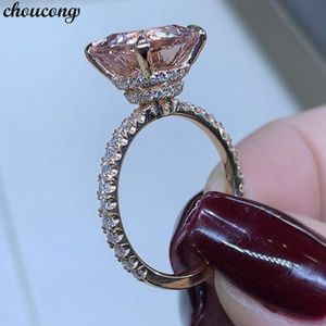 Choucong anneau fait main coussin coupe 2ct cristal cz or Rose rempli 925 argent fiançailles bague de mariage anneaux pour femmes bijoux