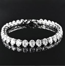 Choucong Bracelet de mariage fait à la main, bijoux classiques en argent Sterling 925, coupe ovale, Zircon cubique blanc, diamant CZ, bracelet de fête pour femmes, cadeau pour amoureux