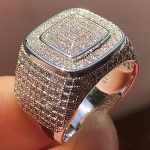 Choucong Hip Hop Shinning Dexule Jewelry 925 Sterling Silver Pave White Sapphire CZ Diamond Party Engagement Wedding Finger Ring for Men