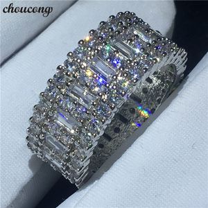 Choucong Hyperbole bague plein diamant couleur argent bagues de fiançailles de mariage pour femmes hommes bijoux de doigt