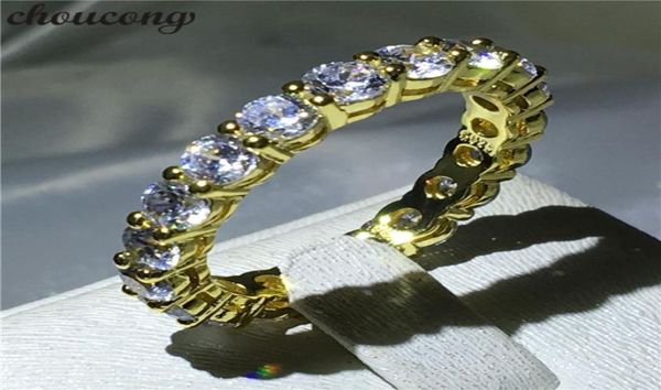 Choucong Infinity Ring Yellow Gold rempli 925 Anneaux de bande de mariage Engagement en argent pour femmes Round 4 mm bijoux en diamant Clear3168776