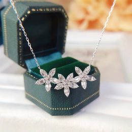 Choucong Ins Top Sell Star Colgante Dulce Lindo Joyería de Lujo Plata de Ley 925 Corte Princesa Topacio Blanco CZ Diamante Piedras Preciosas Fiesta Mujer Collar de Clavícula Regalo