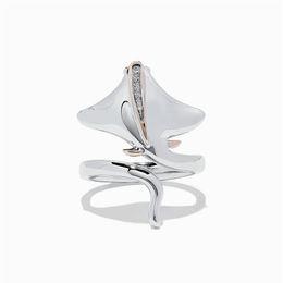 Choucong Ins Top Vente Anneaux De Mariage Simple Bijoux De Mode 925 En Argent Sterling Or Rose Remplissage Double Couleur CZ Cristal Diable poisson E178L