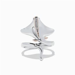 Choucong Ins Top Sell trouwringen eenvoudige mode -sieraden 925 Sterling Silver Rose Gold Dubble Color CZ Crystal Devil Fish E272S