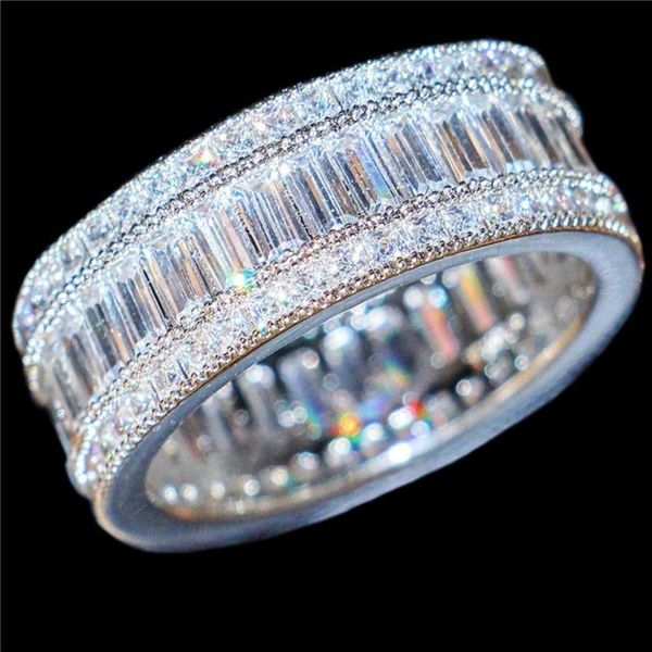 Choucong Bijoux Luxueux 10kt Or Blanc Rempli Carré Pavé Réglage Plein Zircon Cz Pierre Cocktail Bagues De Mariage Pour Les Femmes J229v