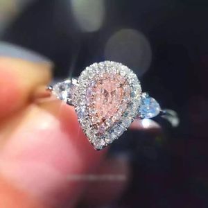 Choucong Sieraden Dames 925 Sterling Zilveren Ring Peer Cut Forct Diamond Engagement Bruiloft Band Ring voor Vrouwen Gift