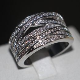 Choucong bijoux femmes bague pavé ensemble 120 pièces diamant rond or blanc rempli bague de fiançailles mariage Sz 5-11