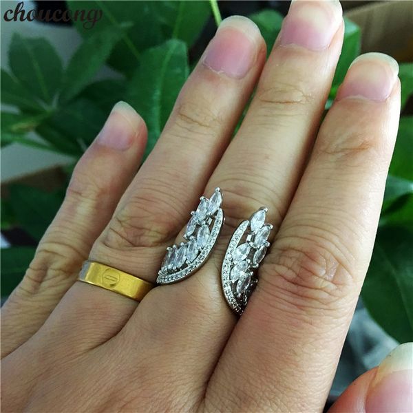 Choucong Lovers Angel Wings Ring 925 Sterling Silver 5a Circon CZ Conocimiento Anillos de alianza de bodas para mujeres Joyería de joyería