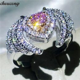 Choucong Lovers Angel Wings Shape Ring 925 STERLING Silver 5A CZ Stone Party Mariding Band Rings for Women Jewelry258r