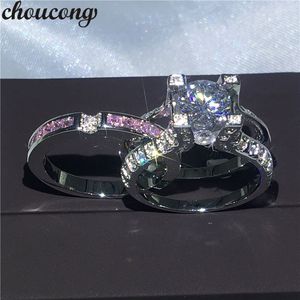 choucong luxe 3ct roze diamanten ring wit goud gevuld engagement trouwband ringen set voor vrouwen mannen kerstcadeau
