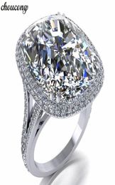 Choucong luxe grand anneau coussin coupe 8ct 5A Zircon Cz 925 en argent Sterling fiançailles bague de mariage anneaux pour femmes hommes bijoux8129443