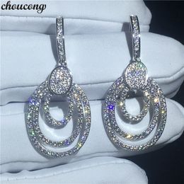 Choucong Luxury Drop Earring Pave Setting 5A Zirkoon 925 Sterling Silver Engagement Trouw Dangle Oorbellen voor Vrouwen Sieraden