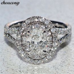 Choucong-Anillo de Plata de Ley 925 de lujo con diamantes de corte ovalado, sortija de compromiso, boda, bisutería