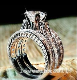 Choucong Majestic Sensation Full Princess Cut 8CT Diamond 10kt Wit Gold Filled Women Engagement Wedding Band Ring Set