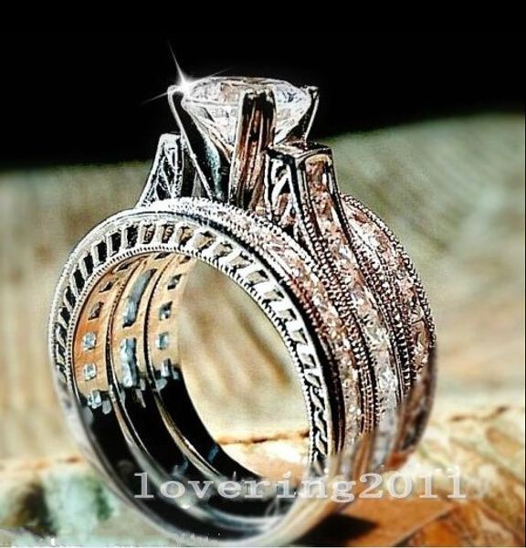 choucong Majestic Sensation Full Princess cut 8ct Diamond 10kt White gold filled Women Engagement Wedding Band Ring Set