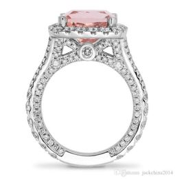 Choucong nouveauté bijoux de luxe en argent Sterling 925 forme de coussin saphir rose CZ diamant bague de mariage pour Wome7157430