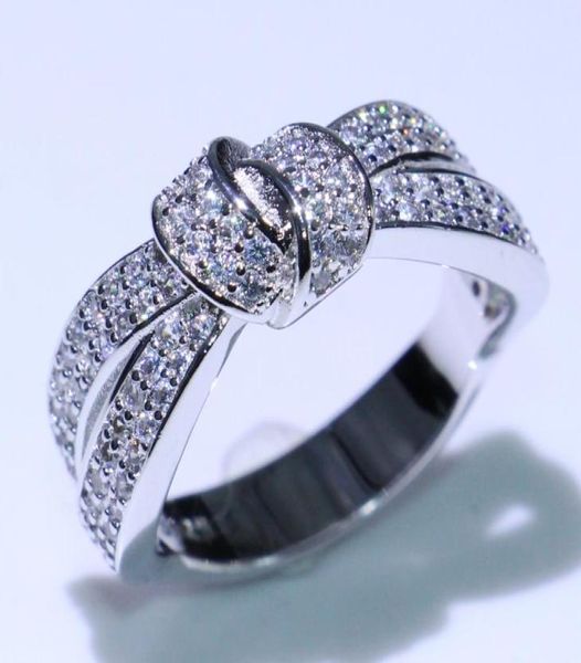 Choucong Nueva Impresionante Joyería de Lujo 925 Plata de Ley Blanco Claro Pave Cubic Zirconia Anillo de Compromiso de Boda Anillo de Cinturón fr Wome4459271