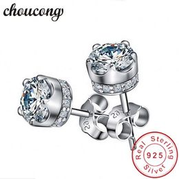choucong Orecchini a corona da donna nuovi con diamanti Orecchini a bottone in argento sterling 925 con diamanti per gioielli di moda da donna181m