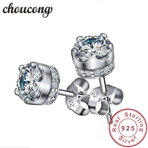 Choucong Nieuwe dames kroon oorbellen diamant 925 Sterling zilveren feest bruiloftstudie oorbellen voor vrouwen mode -sieraden 192y