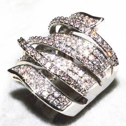 Choucong Pave set 170PCS Stone 5A Zircon stone 10KT Anillo de boda lleno de oro blanco para mujeres Sz 5-11 Regalo