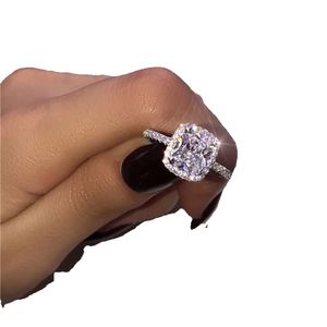 Choucong Promise Ring Sterling Sier Kussen Geslepen 3ct Diamond Engagement Wedding Band Ringen voor Vrouwen Mannen Sieraden