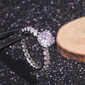 Choucong Solitaire Lady Promise Ring 925 STERLING Silver Full Diamond CZ Engagement Bands de mariage Anneaux pour femmes bijoux de mariée