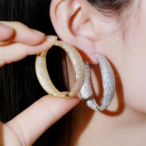 Choucong Sparkling Luxury Jewelry 925 Sterling Silver Gold Fill Full Pave White Sapphire CZ Diamond Gemstones Party Women Wedding Clip Earring Ear Cuff Gift