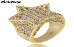 Choucong Star Male Hiphop Ring Pave Aaaa CZ 925 Sterling Silver Anniversary Party Band Rings For Men Women Rock Out Jewelry4734713