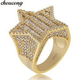 Choucong Star Male Hiphop Ring Pave Aaaa CZ 925 Sterling Silver Anniversary Party Band Rings For Men Women Rock Out Jewelry 244e