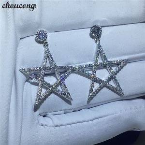 Choucong Star Shape Drop Earrings 5A Zirkoon CZ 925 Sterling Silver Party Wedding Dangle Oorbellen voor Dames Mode-sieraden