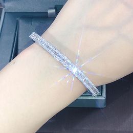 Choucong bijourie superbe sterling sier complet princesse coupée blanche topaze cz diamant éternité bracelet de mariage féminin cadeau