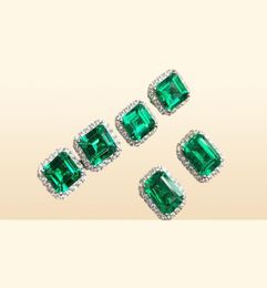 Choucong Stunninjg Jewelry de mode simple 925 STERLING Silver Princess Cut Emerald CZ Diamond Gemstones Femmes Mariage Étude Earring7301338