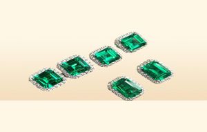 Choucong Stunninjg Jewelry de mode simple 925 STERLING Silver Princess Cut Emerald CZ Diamond Gemstones Femme Mariage Stud Earring3689542