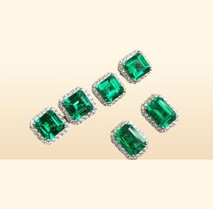 Choucong Stunninjg Jewelry de mode simple 925 STERLING Silver Princess Cut Emerald CZ Diamond Gemstones Femme Mariage Étude Earring4043131